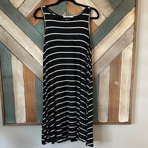 NEW! Sleeveless Black & White Striped Swing Dress - Classic Summer Style